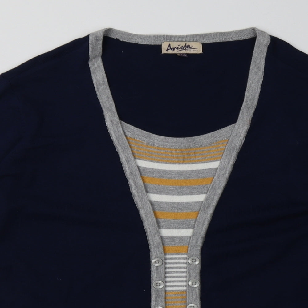 Arista Womens Blue Striped Viscose Pullover Sweatshirt Size 16  Pullover