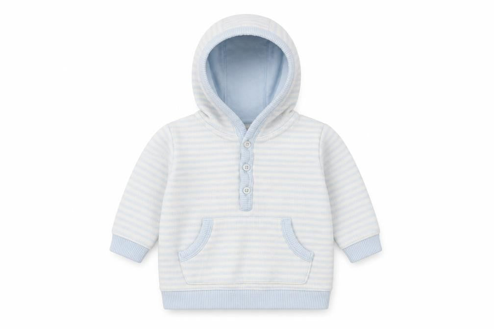 Marks & Spencer Boys Blue Striped Cotton Pullover Jumper Size 3-6 Months  Button