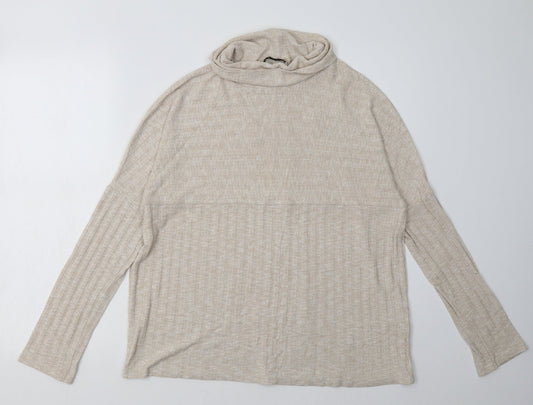 Sainsburys Womens Beige Striped Polyester Pullover Sweatshirt Size 10  Pullover