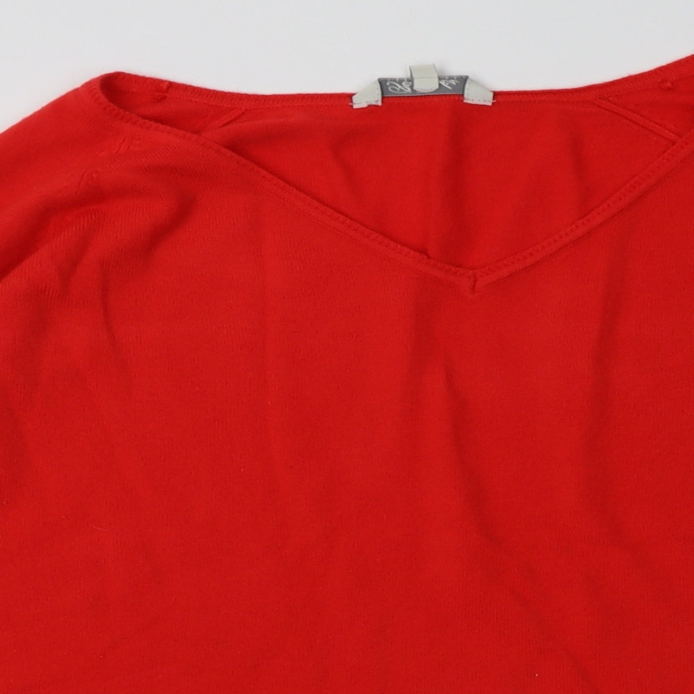 Peacocks Womens Red  Acrylic Pullover Sweatshirt Size 18  Pullover