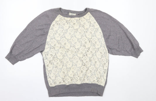 NEXT Womens Grey Round Neck  Cotton Pullover Jumper Size 6