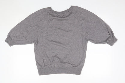 Next Womens Grey Round Neck  Cotton Pullover Jumper Size 6