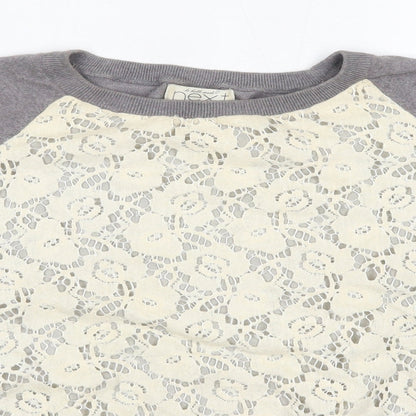 Next Womens Grey Round Neck  Cotton Pullover Jumper Size 6