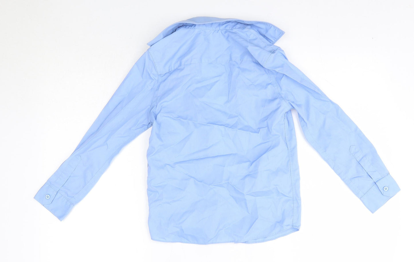 M&S Boys Blue  Cotton Basic Button-Up Size 8-9 Years Collared  - School
