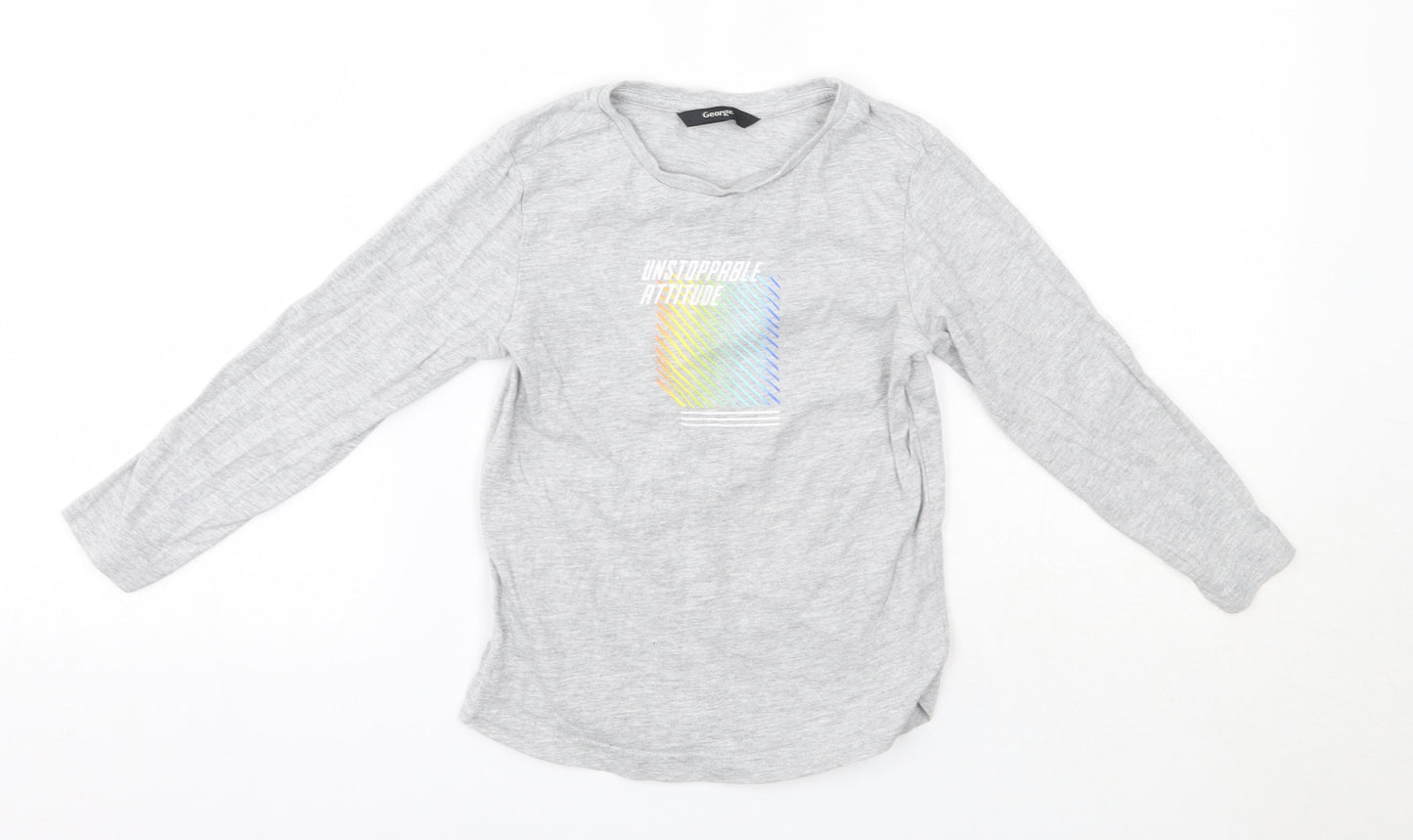George Boys Grey  Cotton Basic Casual Size 4-5 Years Round Neck