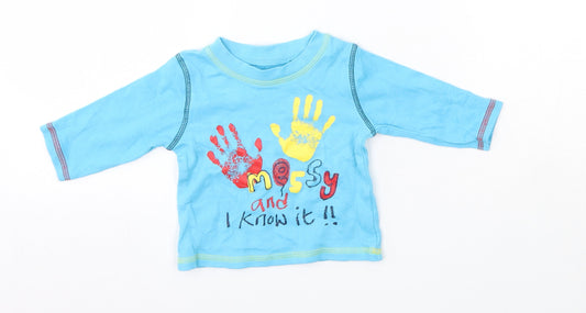 George Baby Blue  100% Cotton Basic Casual Size 3-6 Months Round Neck