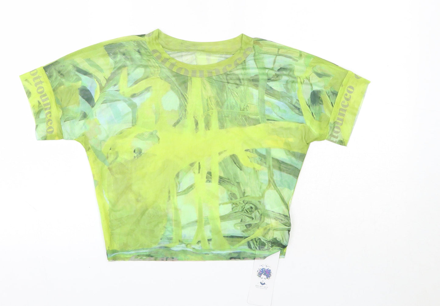 Do My Self Womens Green  Polyester Basic Blouse Size L Round Neck