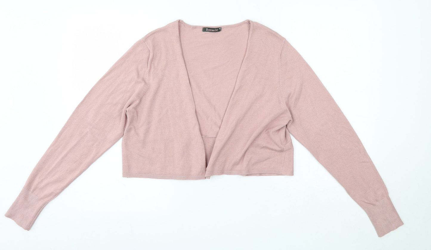 Bonmarché Womens Pink V-Neck  Viscose Cardigan Jumper Size M