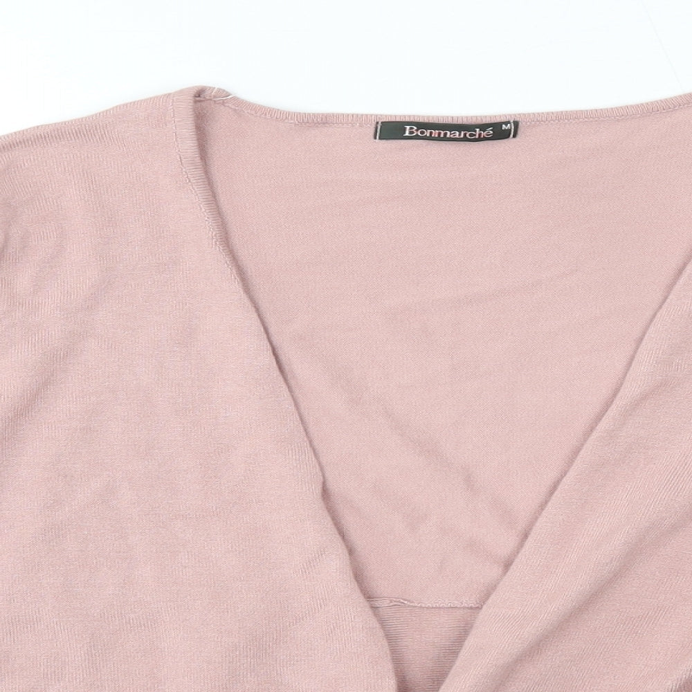 Bonmarché Womens Pink V-Neck  Viscose Cardigan Jumper Size M