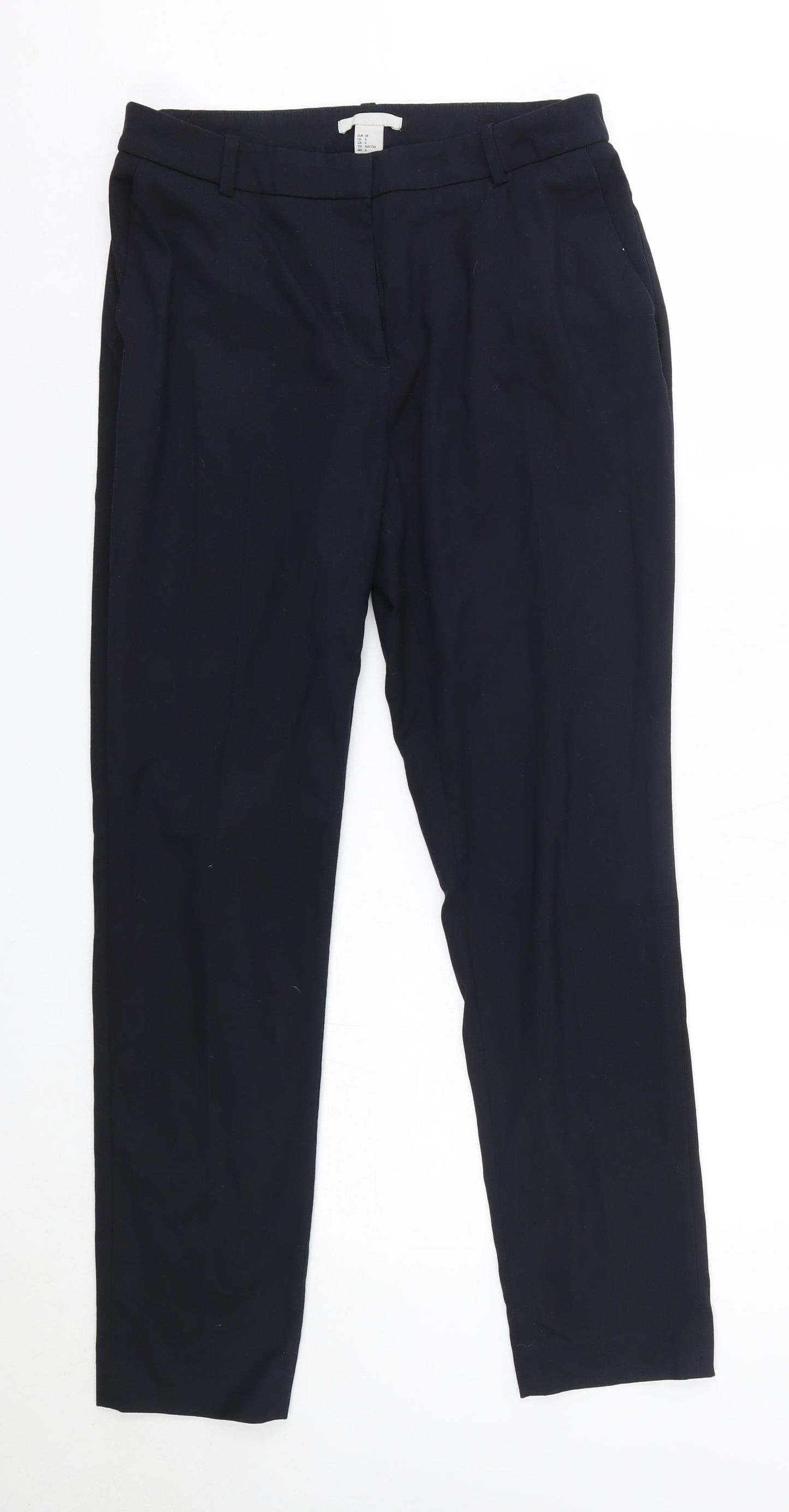 H&M Womens Blue  Polyester Dress Pants Trousers Size 10 L29 in Regular