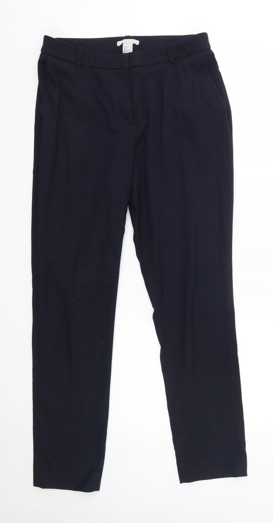 H&M Womens Blue  Polyester Dress Pants Trousers Size 10 L29 in Regular