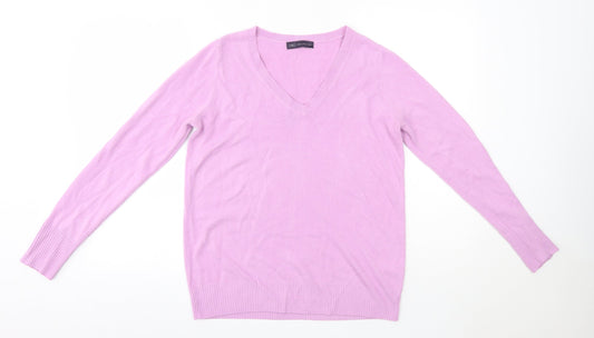 M&S Womens Purple V-Neck  Acrylic Pullover Jumper Size 12