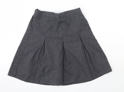 Preloved George Girls Grey  Polyester A-Line Skirt Size 6-7 Years  Regular  - School - Front