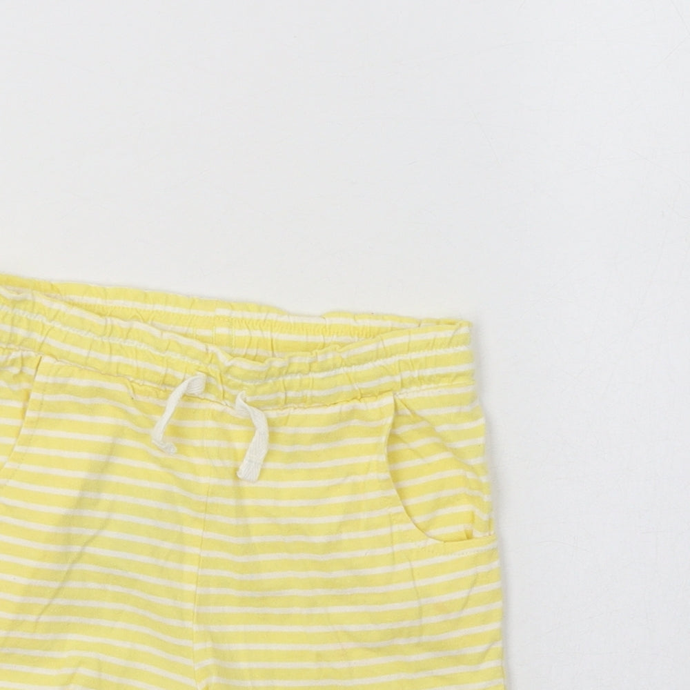 Nutmeg Girls Yellow Striped Cotton Sweat Shorts Size 4-5 Years  Regular Drawstring