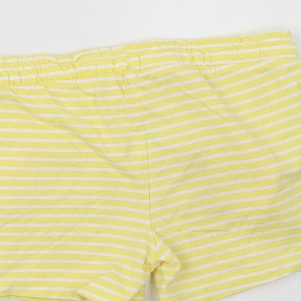 Nutmeg Girls Yellow Striped Cotton Sweat Shorts Size 4-5 Years  Regular Drawstring
