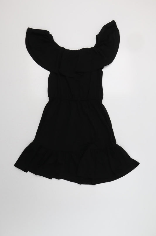 ASOS Womens Black  Cotton Fit & Flare  Size 10  Off the Shoulder