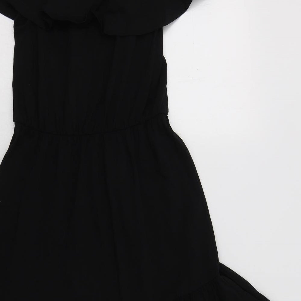 ASOS Womens Black  Cotton Fit & Flare  Size 10  Off the Shoulder