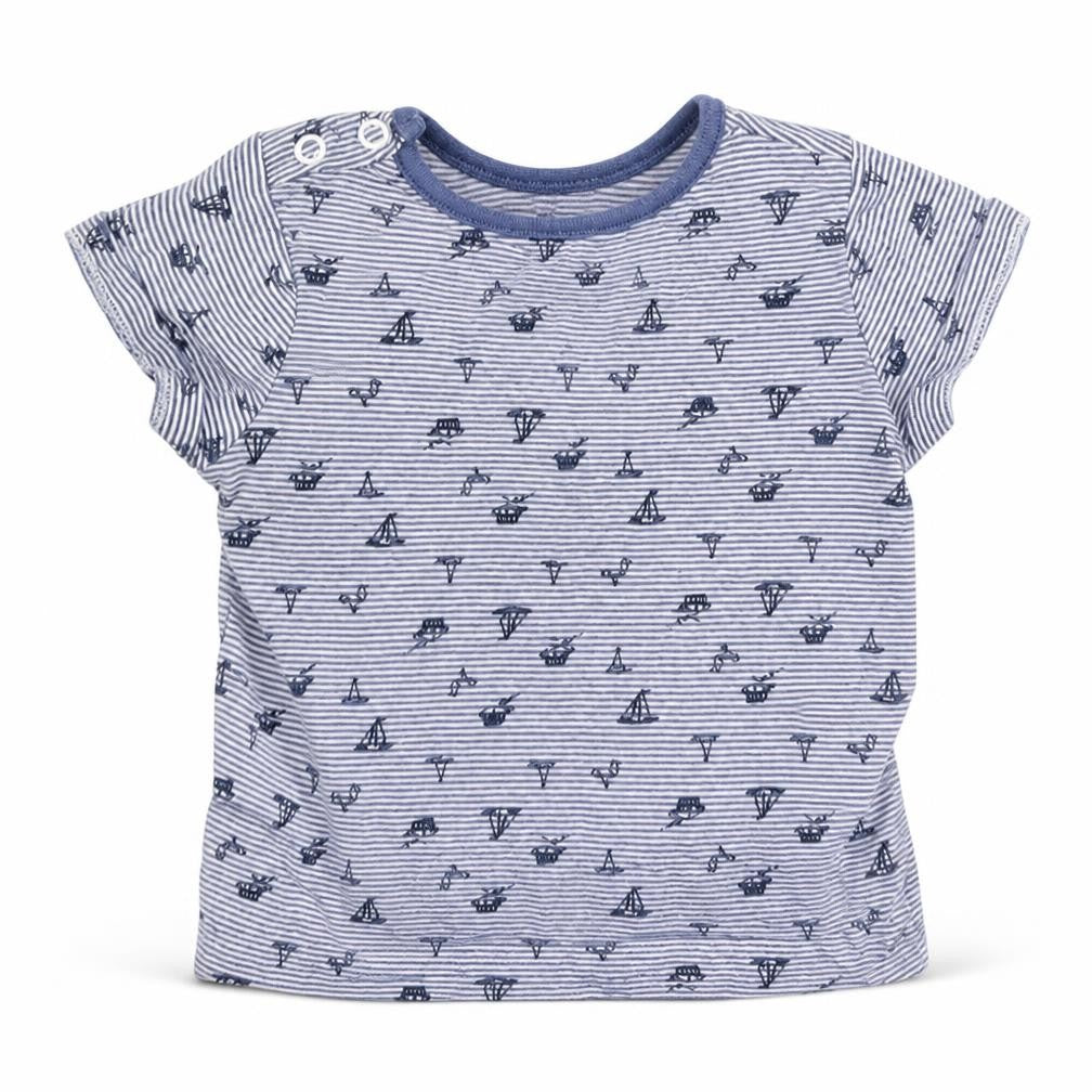 Matalan Boys Multicoloured Striped Cotton Basic T-Shirt Size 3-6 Months Round Neck