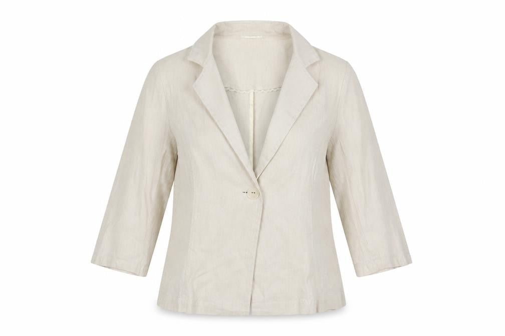 Per Una Womens Beige Striped Cotton Jacket Blazer Size 16