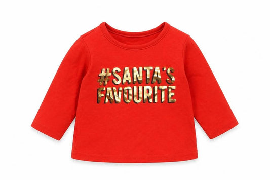 George Boys Red  Cotton Basic T-Shirt Size 3-6 Months Round Neck  - Christmas