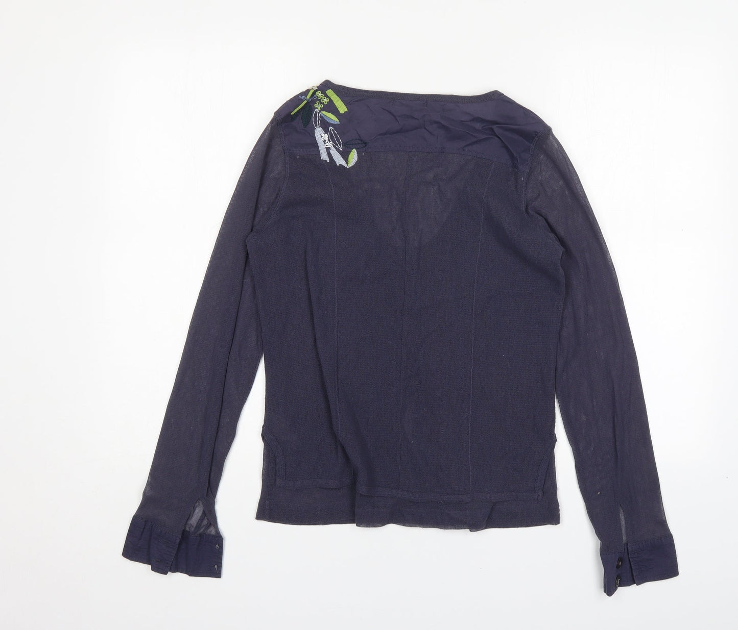 Sandwich Womens Blue Scoop Neck Floral Polyester Cardigan Jumper Size L