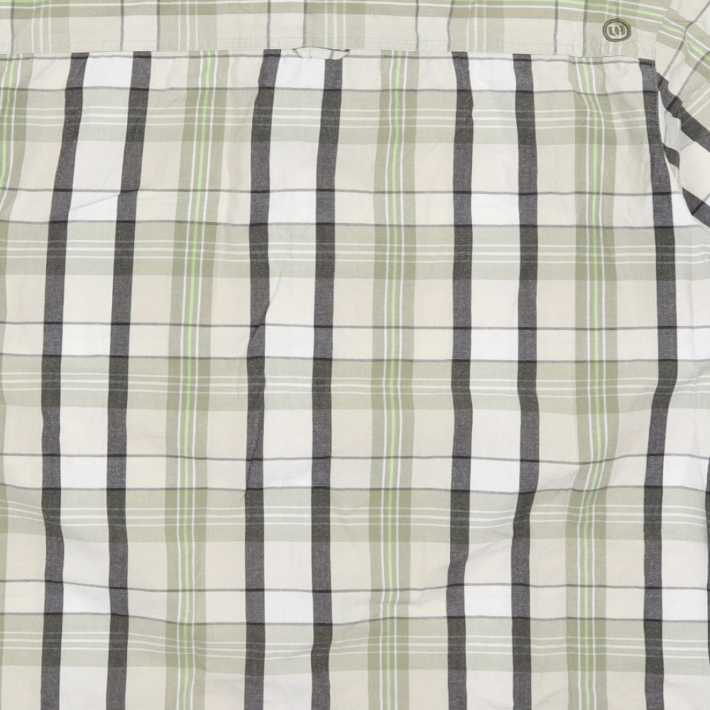 Animal Mens Green Check Cotton  Button-Up Size L Collared Button