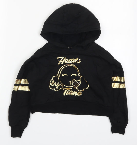 George Girls Black Striped Cotton Pullover Hoodie Size 5-6 Years  Pullover - Hearts by Tiana