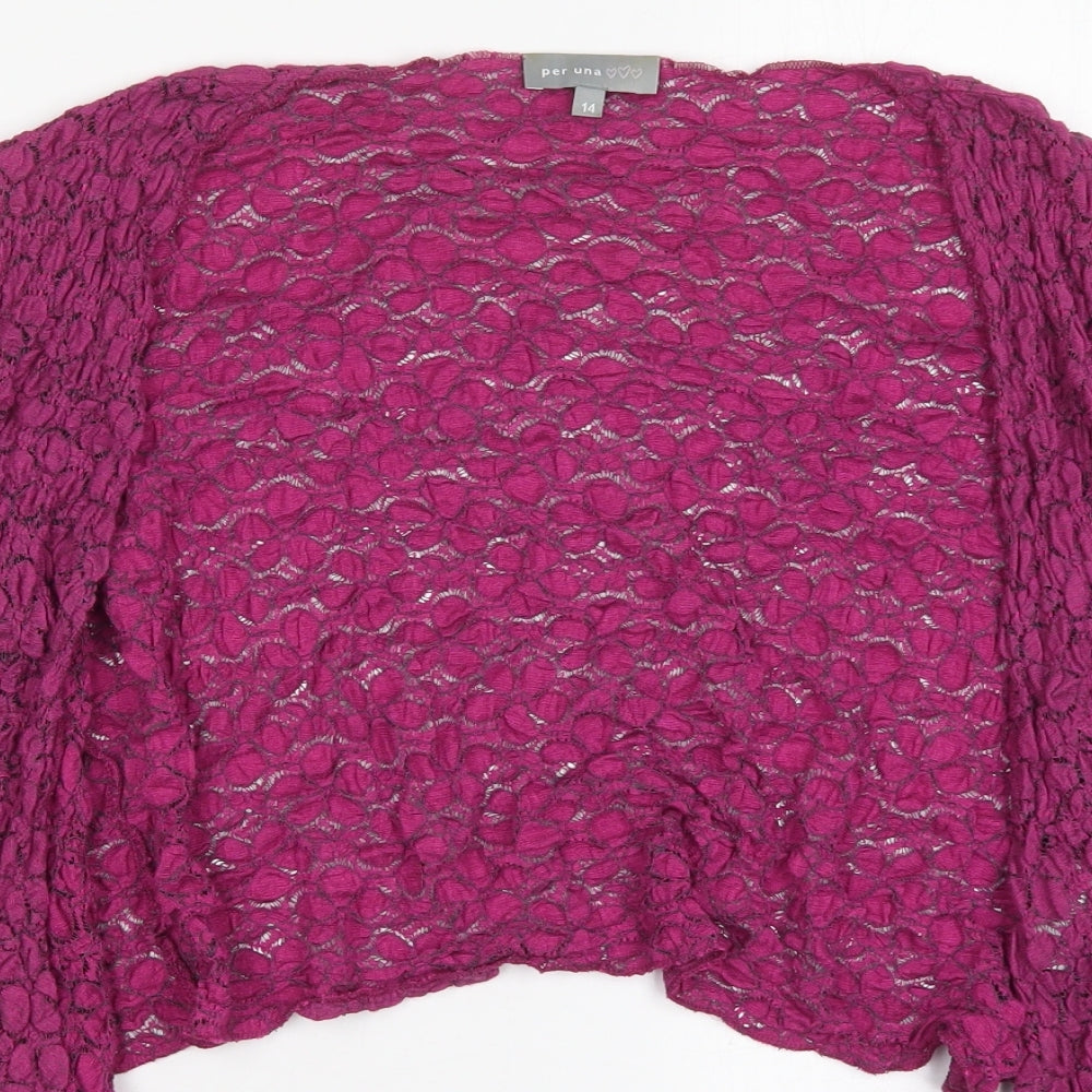 Per Una Womens Pink V-Neck  Viscose Cardigan Jumper Size 14