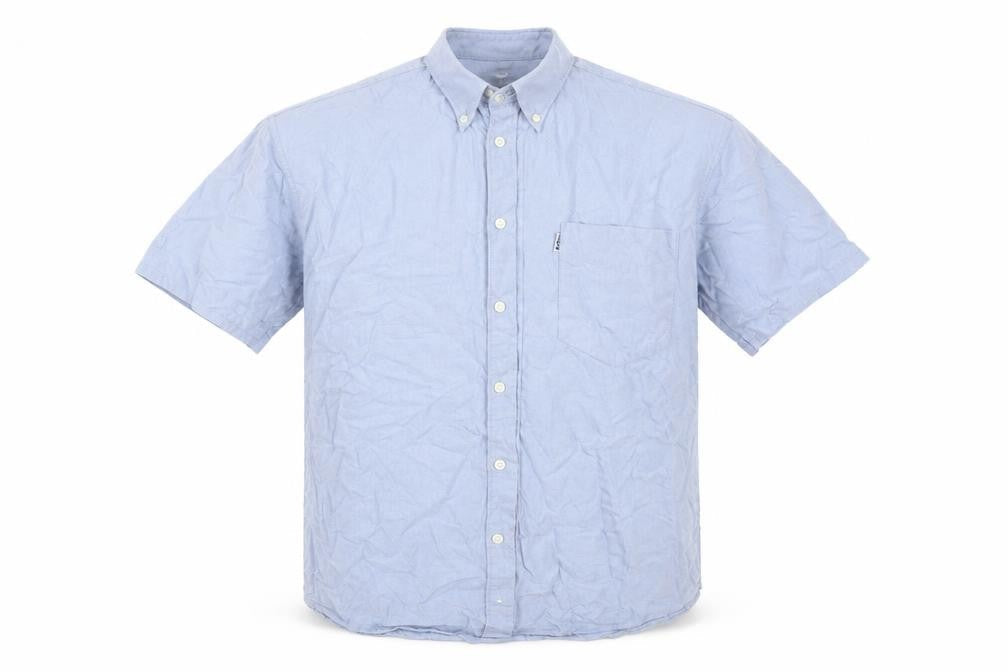 Lee Cooper Mens Blue  Cotton  Button-Up Size 15 Collared Button