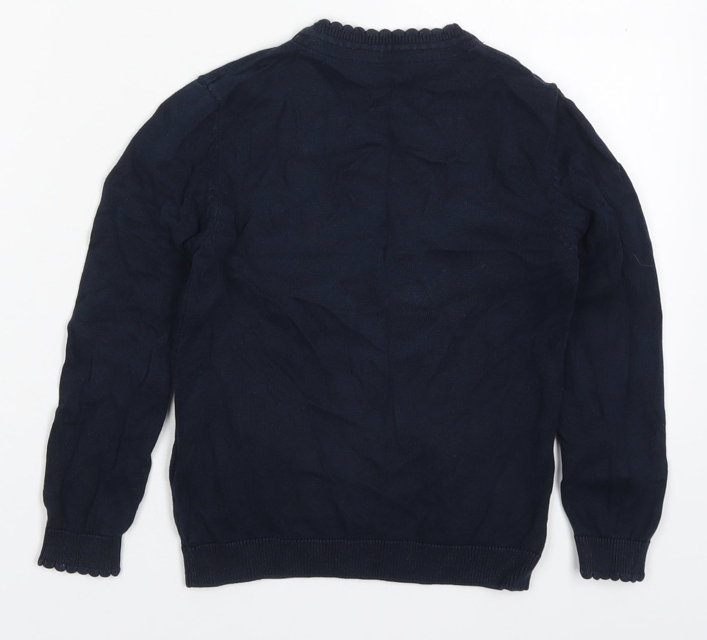 Marks and Spencer Girls Blue V-Neck  Cotton Cardigan Jumper Size 5-6 Years  Button