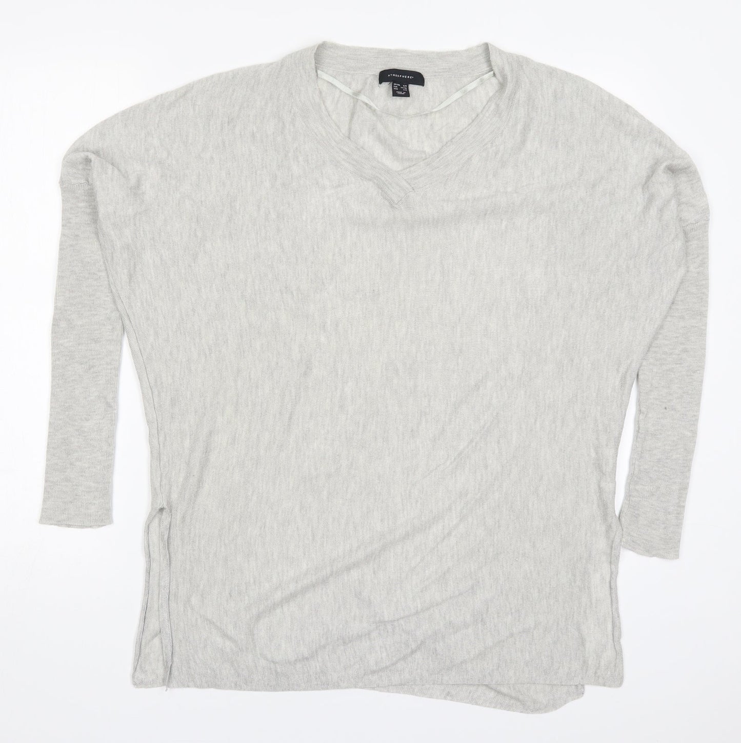 Atmosphere Womens Grey V-Neck  Acrylic Pullover Jumper Size 6