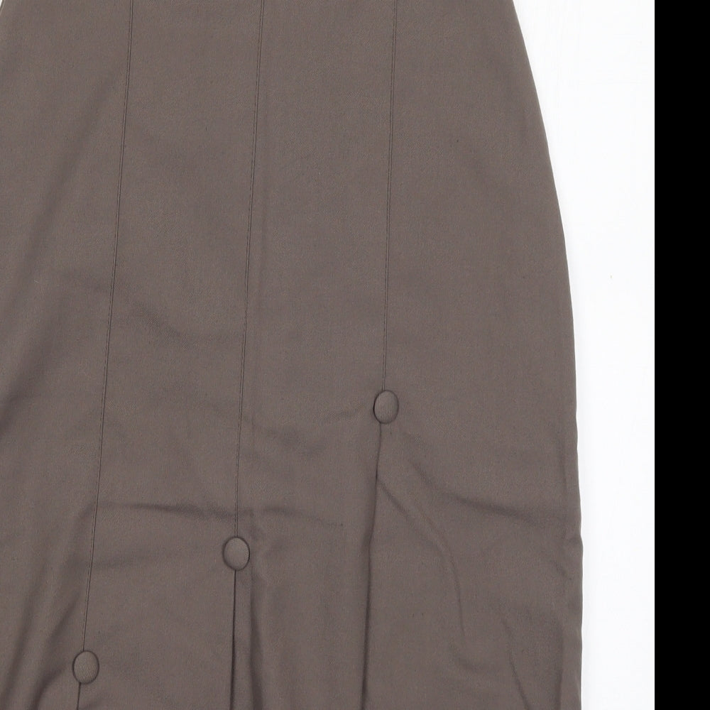 Saira Wilde Womens Brown  Polyester Straight & Pencil Skirt Size 14   Button
