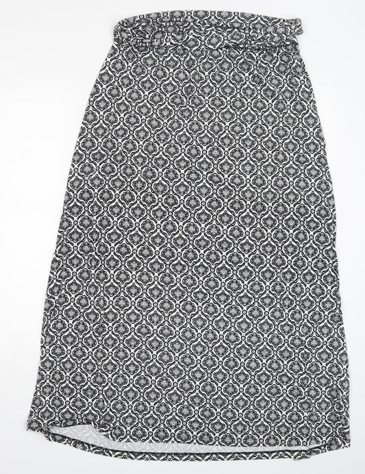 Artisan NY Womens Black Geometric Viscose Maxi Skirt Size XL   Lace Up