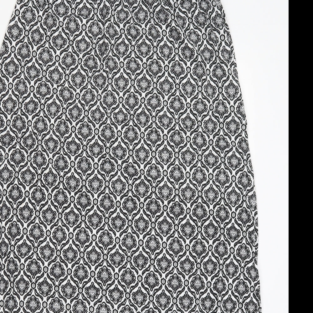 Artisan NY Womens Black Geometric Viscose Maxi Skirt Size XL   Lace Up