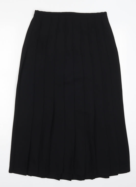 Preworn Womens Black  Polyester Pleated Skirt Size 14   Zip