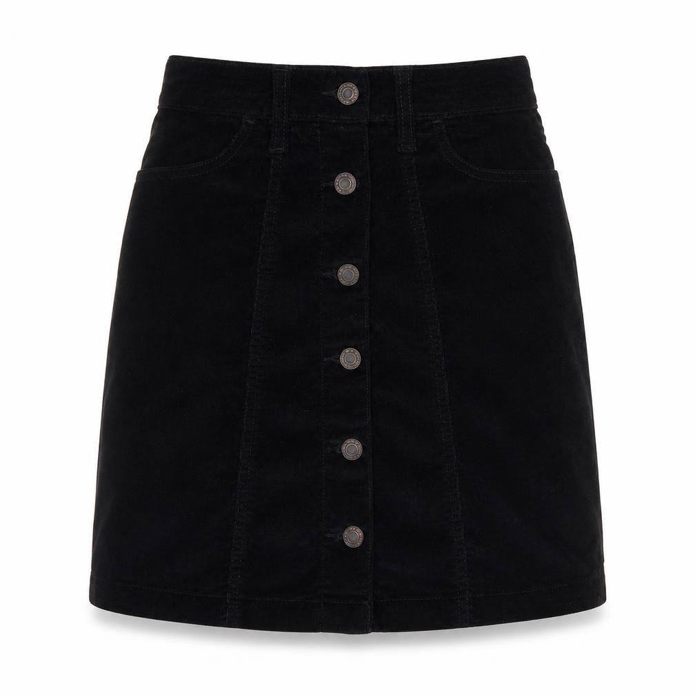 NEXT Womens Black  Cotton A-Line Skirt Size 6   Button