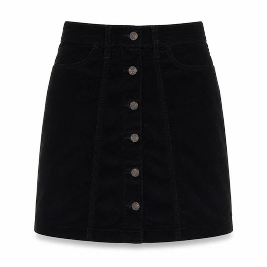 Next Womens Black  Cotton A-Line Skirt Size 6   Button
