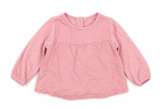 Matalan Girls Pink Polka Dot Cotton Basic T-Shirt Size 3-6 Months Crew Neck Button