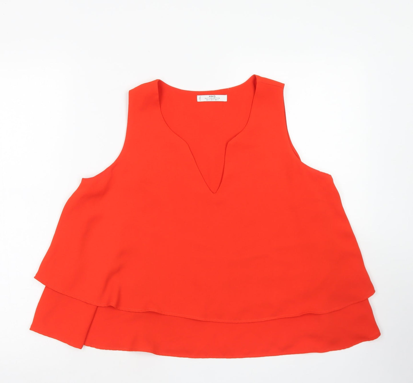 MNG Womens Orange  Polyester Basic Blouse Size M V-Neck