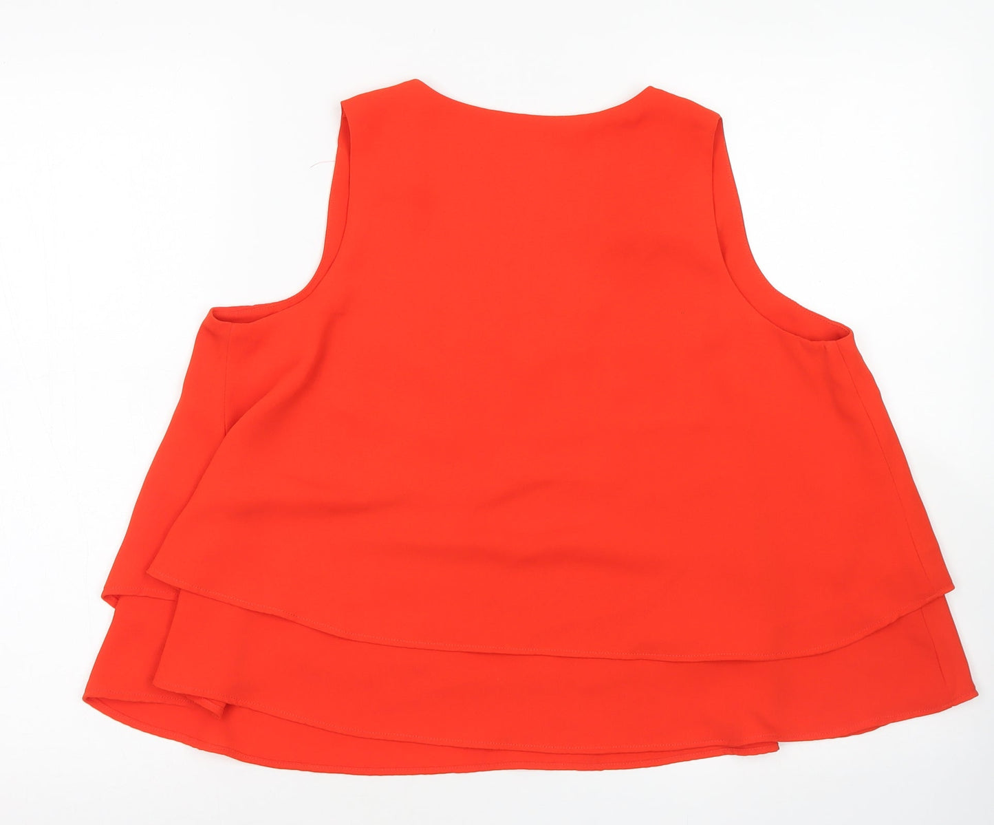 MNG Womens Orange  Polyester Basic Blouse Size M V-Neck