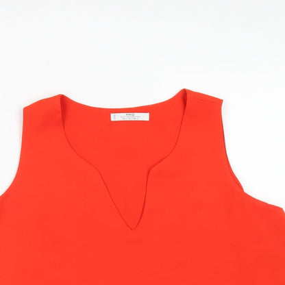 Preloved MNG Womens Orange  Polyester Basic Blouse Size M V-Neck - Detail