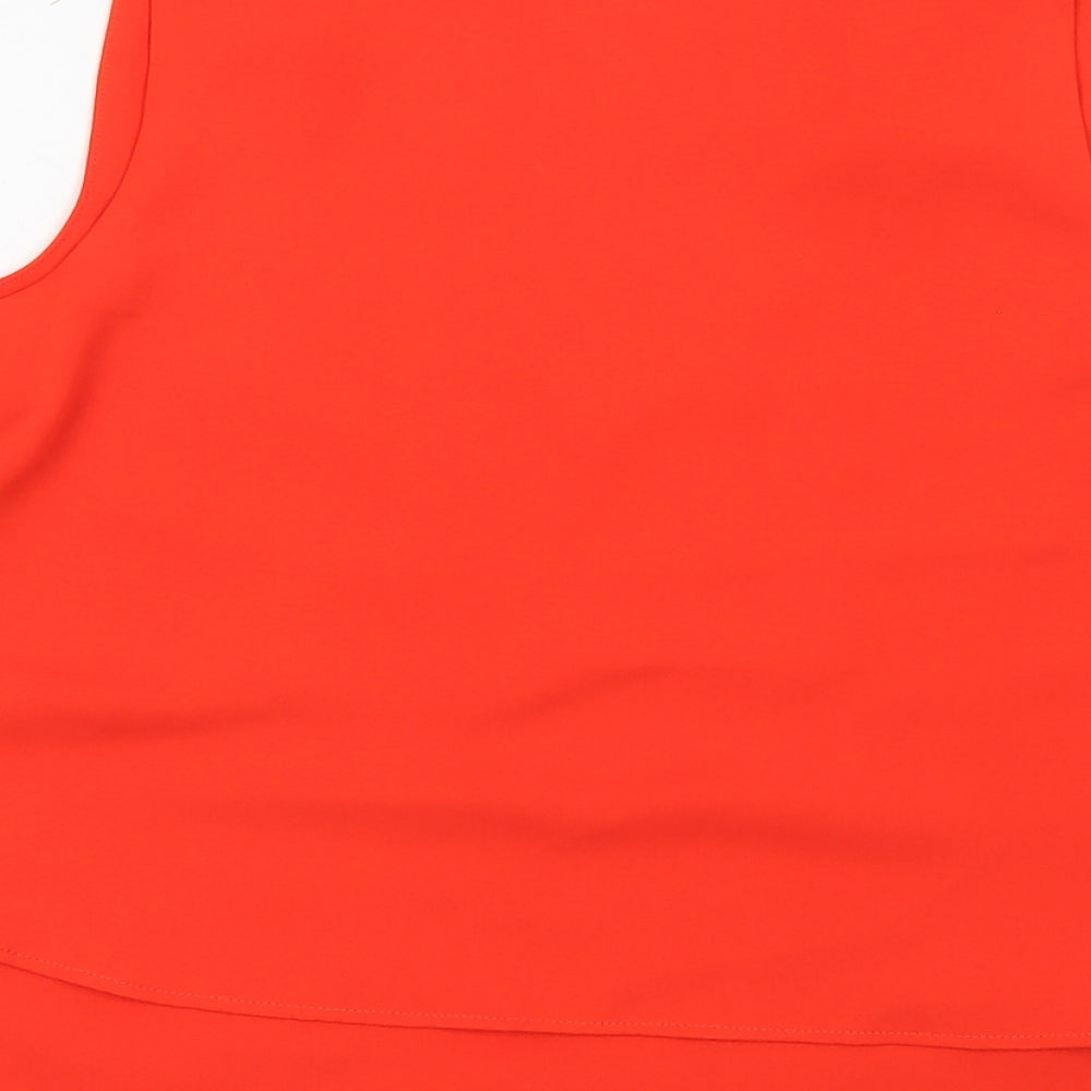 MNG Womens Orange  Polyester Basic Blouse Size M V-Neck
