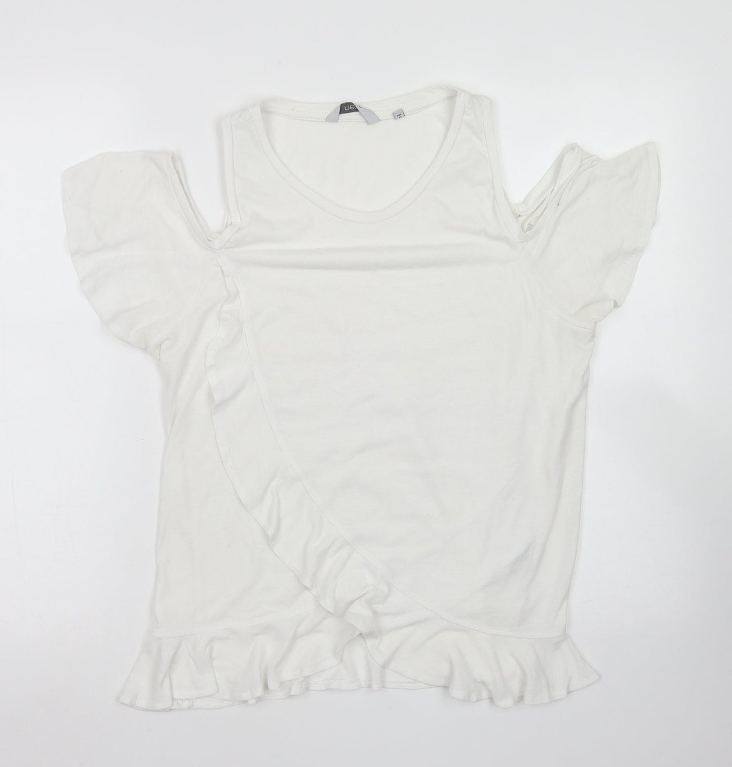 NEXT Womens White  Polyester Basic T-Shirt Size 12 Round Neck