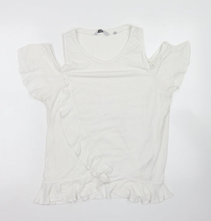 Next Womens White  Polyester Basic T-Shirt Size 12 Round Neck