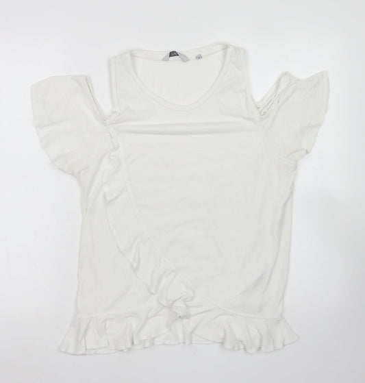 NEXT Womens White  Polyester Basic T-Shirt Size 12 Round Neck