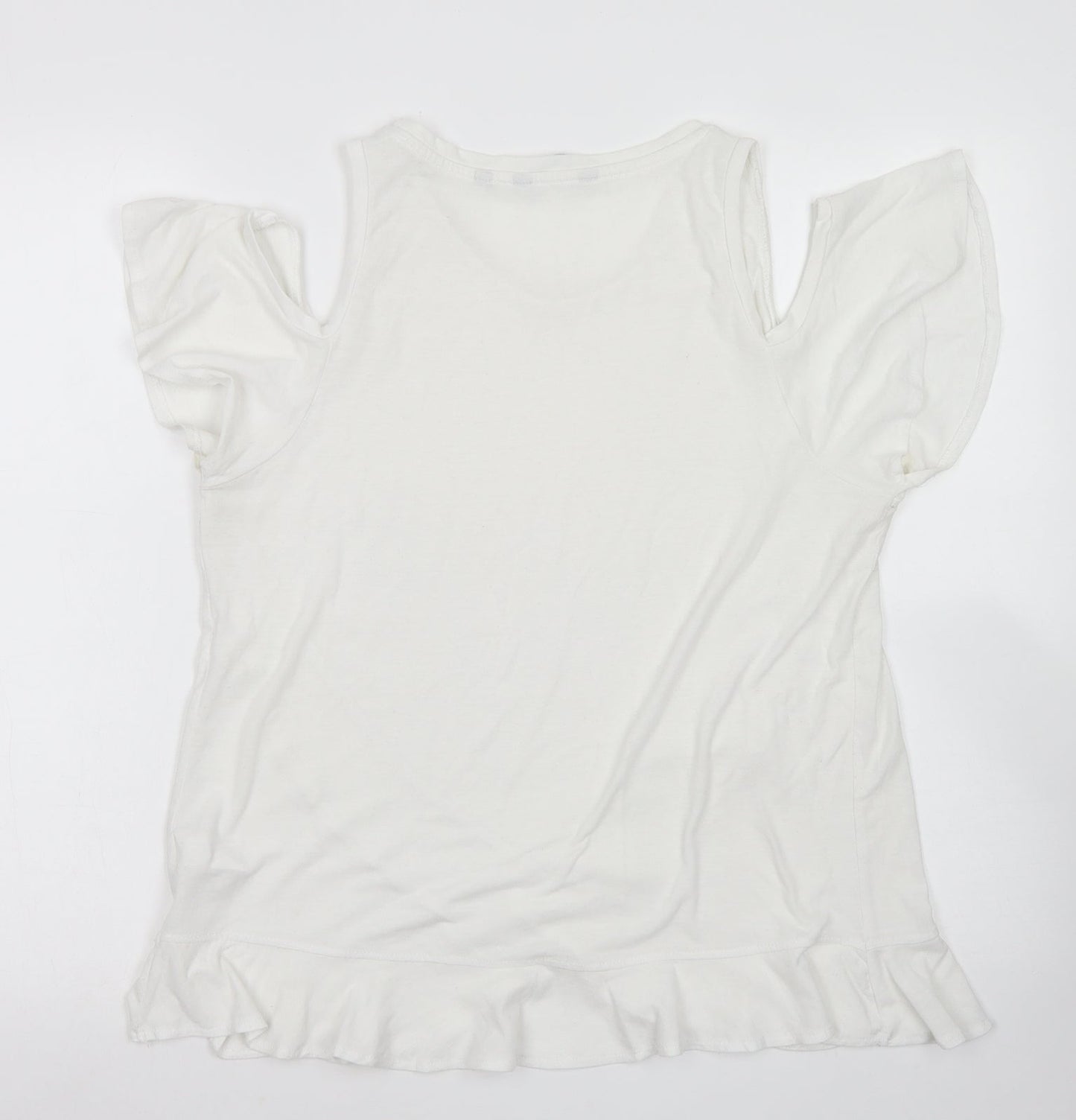 NEXT Womens White  Polyester Basic T-Shirt Size 12 Round Neck