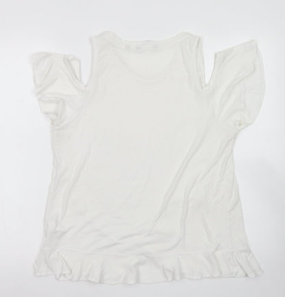 Next Womens White  Polyester Basic T-Shirt Size 12 Round Neck