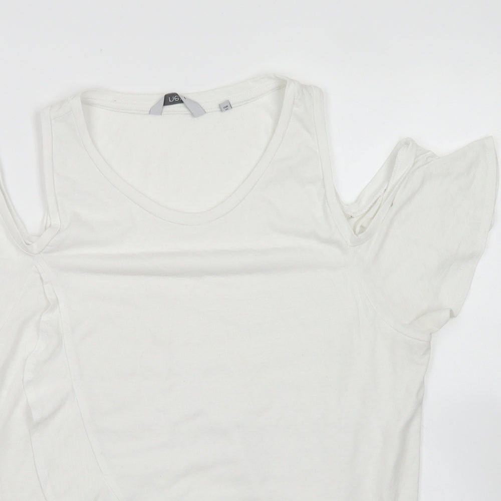 NEXT Womens White  Polyester Basic T-Shirt Size 12 Round Neck