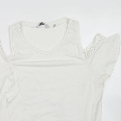 Next Womens White  Polyester Basic T-Shirt Size 12 Round Neck