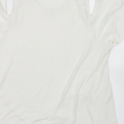 Next Womens White  Polyester Basic T-Shirt Size 12 Round Neck